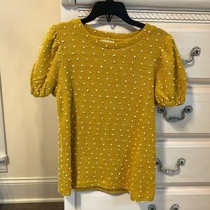 Hayden girls XL mustard sweater with white dots